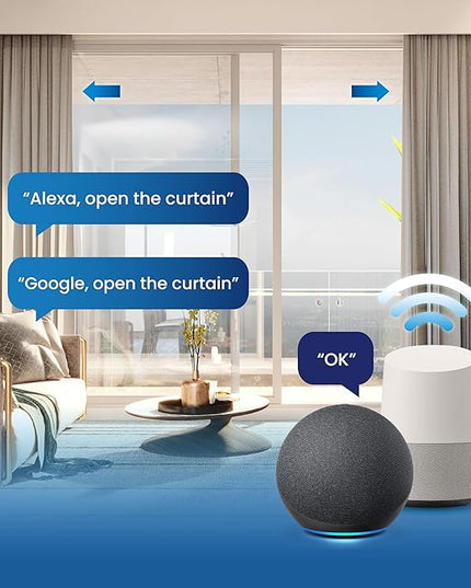 Osprey Smart Curtain Track, Single-Piece Motorized Rod, Adjustable Length, Quiet Heavy-Duty Motor, Remote & App Control, Compatible with Alexa & Google Assistant, Ceiling or Wall Mounted