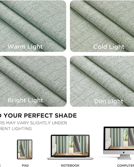 Joydeco Blackout Curtains for Bedroom - 63 Inch Long 100% Light Blocking 2 Panels Sage Green Drapes, Thermal Insulated Room Darkening Curtains, Linen Textured for Living Room, Rod Pocket & Back Tabs