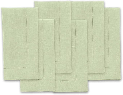 Solino Home Linen Cloth Napkins Set of 6-100% Pure Linen Sage Green Dinner Napkins 20 x 20 Inch for Christmas, Winter, New Year - Classic Hemstitch, Handcrafted and Machine Washable