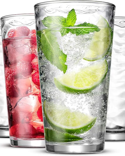 Biscayne Glassware Set, 24-Piece, Mixed Sizes with Cooler, DOF, Juice and Shot Glasses