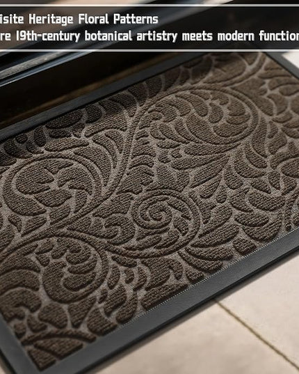 Yimobra Door Mat Outside Entrance 29.5x17, Waterproof Sturdy Outdoor Mats for Front Door, Heavy Duty Non-Slip Doormat for Garage Patio Entryway Indoor, Easy Clean, Brown