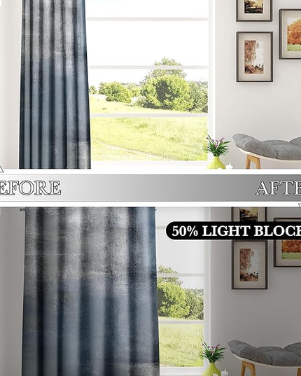 Asuexpect Dusty Blue Abstract Curtains 2 Panels Set Navy Grey Geometric Curtain Modern Chic Window Treatments Decorative for Farmhouse Living Room Bedroom Window 50% Darkening Curtain 42x63 Inch