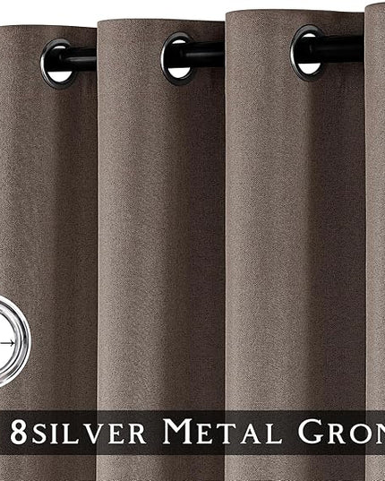 ChrisDowa 100% Blackout Brown Solid Curtains 120 Inches Long 2 Panels for Bedroom Living Room,Farmhouse Room Darkening Thermal Insulated Soundproof Grommet Top Window Treatment Drapes,52x120