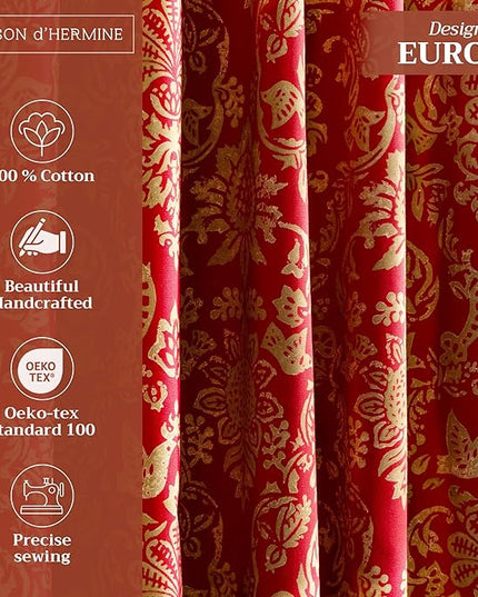 Maison d' Hermine Curtains for Living Room 100% Cotton 84 inch Length One Panel Light Filtering Curtains for Bedroom Windows with Rod and Loop Pockets Drapes (Sofia, 50" W x 84" L)