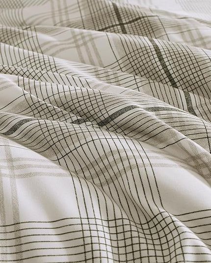 MaiRêve Plaid Twin XL Comforter Set, Khaki Green Grid Bedding Set for Boys & Girls, Classic Checkered Bed in A Bag Comforter Sets with Fitted & Flat Sheet, Pillowcase & Sham 66"x90"
