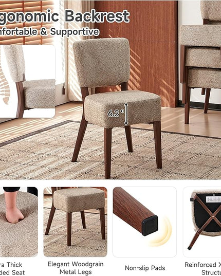 Howtek Round Dining Table Set for 4, 47-Inch Walnut Wood Kitchen Table and Stackable Upholstered Dining Chairs Set, Dining Room Table and Chairs Set for Kitchen, Living Room