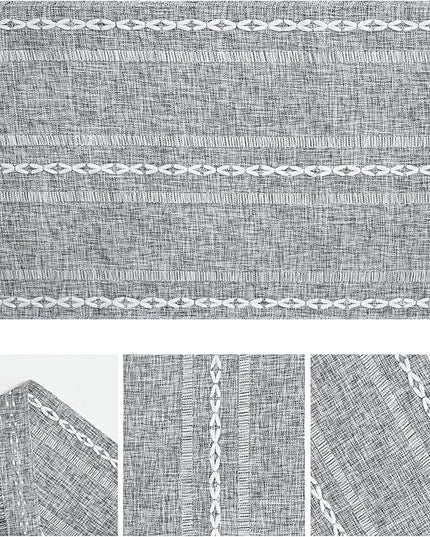 Artoid Mode Dark Grey Rustic Cotton Linen Table Runner, Seasonal Embroidered Hollow Kitchen Dining Table Decoration for Home Party Decor 13x90 Inch