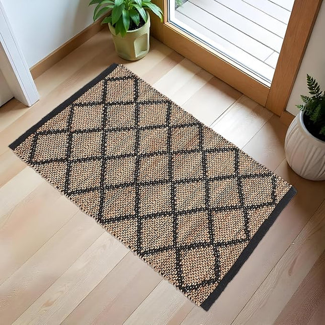 REDEARTH · Jute Cotton Area Rug - 2'x3' Rectangular Rug, Sustainable Handwoven, Non-Shedding, Soft & Durable – Reversible, Neutral Tones for Home Décor in Living Room, Dining Room, Bedroom, Set of 2
