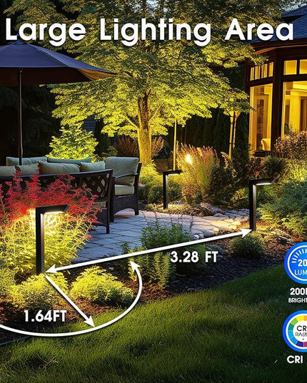 Energetic 5CCT Low Voltage Landscape Lights, 5W 200LM IP65 Waterproof LED Pathway Lights, 50000 Hrs, Outdoor Landscape Lighting, Square Modern Side Lit, Die-cast Aluminum Housing, ETL, Black, 4 Pack
