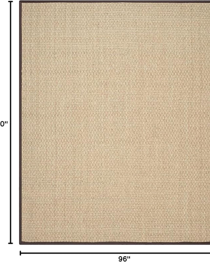 SAFAVIEH Area Rug 8x10 - Natural Fiber Collection - Large - Natural & Dark Brown, Seagrass, Basketweave Pattern (NF114K)