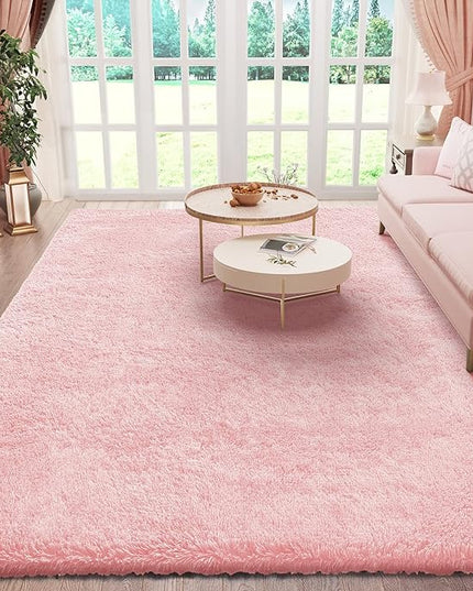 Ophanie Pink Area Rugs for Bedroom Girls, 5x8 Kids Fluffy Fuzzy Furry Shag Carpet, Plush Soft Cute Baby Shaggy Bedside Indoor Floor Rug for Teen Dorm Home Decor Aesthetic, Nursery