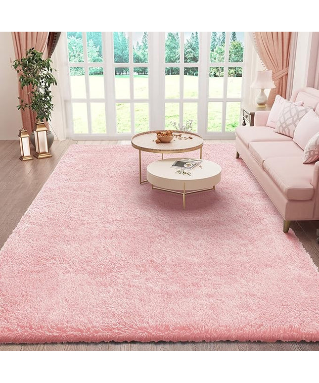 Ophanie Pink Area Rugs for Bedroom Girls, 5x8 Kids Fluffy Fuzzy Furry Shag Carpet, Plush Soft Cute Baby Shaggy Bedside Indoor Floor Rug for Teen Dorm Home Decor Aesthetic, Nursery