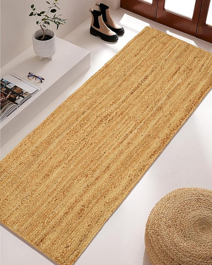 Jute Rug Runner - 2.5x6 Feet, Natural Fiber Hand Woven Area Rug for Kitchen, Bedroom - Boho Farmhouse Style Runner, Braided Design for Floor Decor (30x72 Inch)