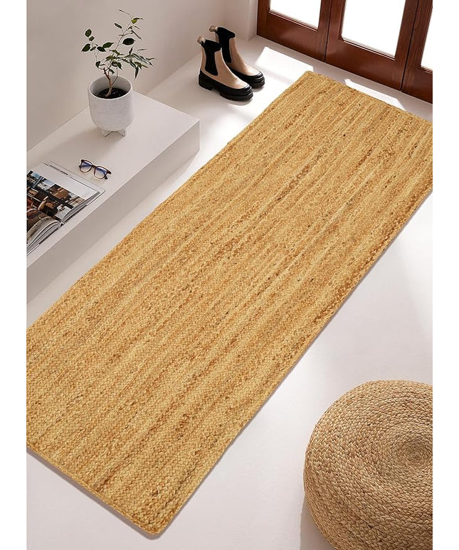Jute Rug Runner - 2.5x6 Feet, Natural Fiber Hand Woven Area Rug for Kitchen, Bedroom - Boho Farmhouse Style Runner, Braided Design for Floor Decor (30x72 Inch)