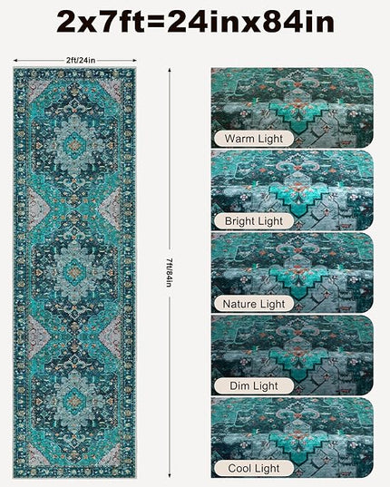 Ciicool 2x7ft Entryway Runner Rug, Washable Rug Non Slip Low Pile Pet Friendly Indoor Floor Long Carpet Hallway for Bathroom Kitchen Living Room Bedside