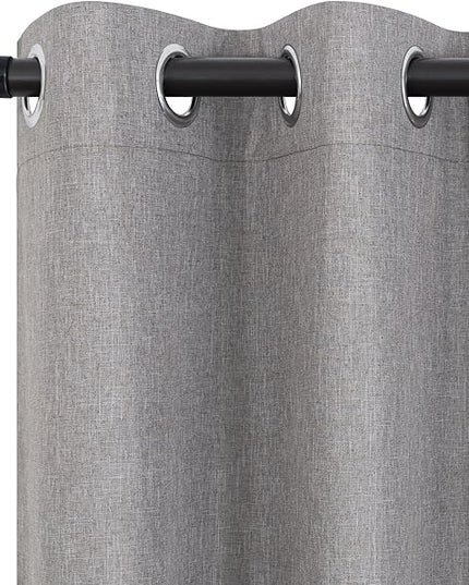 Taupe Linen Blackout Curtains 84 Inch Length 2 Panels Set for Bedroom Living Room Grommet 100% Black Out Linen Drapes Room Darkening Window Curtains 84 Inches Long Tan Brown