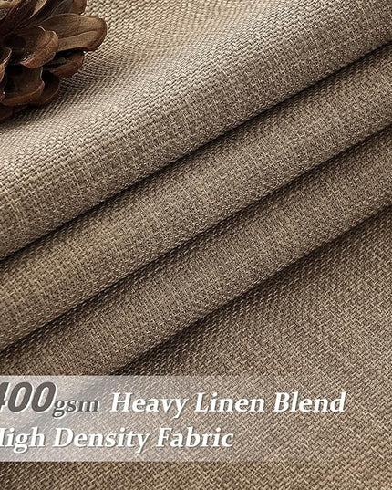 Rust Brown Pinch Pleated Blackout 90 Inch Curtains for Sliding Glass Doors 2 Panels Set, Memory Shape Linen Thermal Sound Dampening Dual Layer Heavy Drapes Textured Windows Curtain 40x90 Inches Long