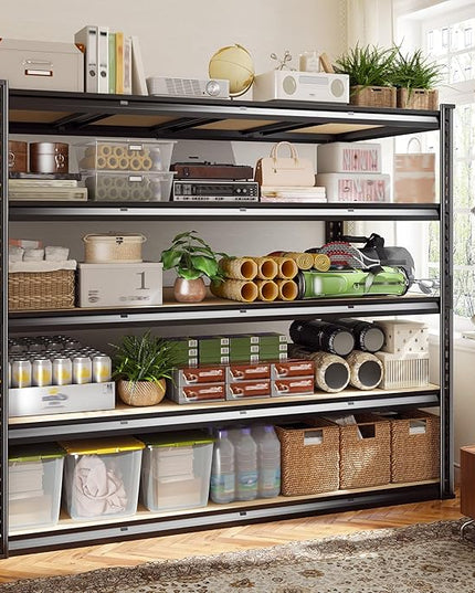 59.9" W Garage Shelves 2230LBS Metal Shelving, 5 Tier Adjustable Garage Storage Shelves, Heavy Duty Shelving for Storage, Basement, Warehouse, Pantry, Kitchen, 59.9"W x 24.1"D x 72.1"H, Black