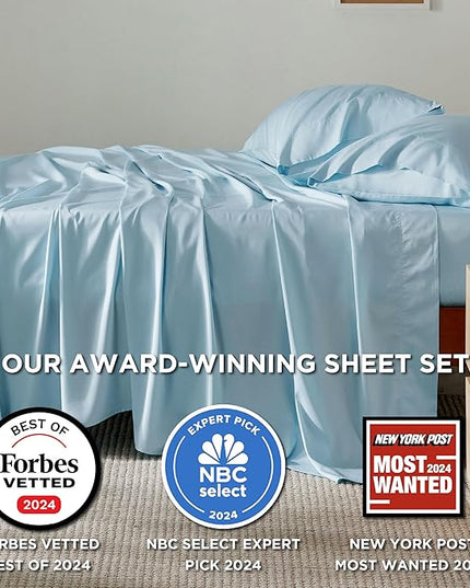 Bedsure California King Sheet Sets, Cooling Sheets, Rayon Derived from Bamboo, Breathable & Soft, Deep Pocket Up to 16 Inches, Hotel Luxury Silky Bedding for Hot Sleepers, Aqua