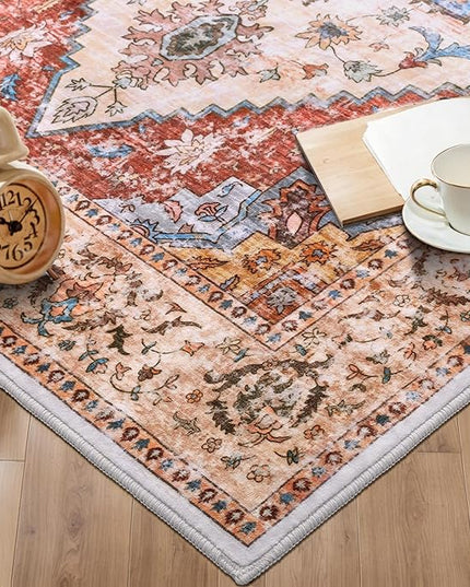 Ciicool Washable Runners Area Rug for Hallways, Ultra Soft 2'6 "x8' ft Boho Print Non-Slip Vintage Oriental Medallion Long Carpet for Kitchen Bedroom Laundry Bathroom