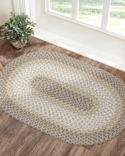 Tranquility TQ62 Frost 3' x 5' Oval - Braided Area Rug, Home Decor, Floor Mat or Bedroom Rug - Easy Care, Ideal for High Traffic Areas in Hallway and Living Room - Made in USA