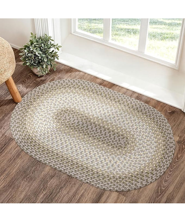 Tranquility TQ62 Frost 2' x 3' Oval - Braided Area Rug, Home Decor, Floor Mat or Bedroom Rug - Easy Care, Ideal for High Traffic Areas in Hallway and Living Room - Made in USA