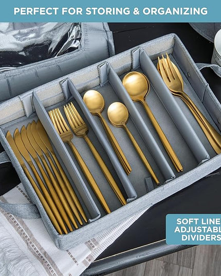 Hard Shell China Storage Containers 12-Piece Set Moving Boxes for Dinnerware, Glasses, Plates, Mugs and Saucers Sturdy Dish Organizer with Dividers for Seasonal Storage - Service for 12 - Grey