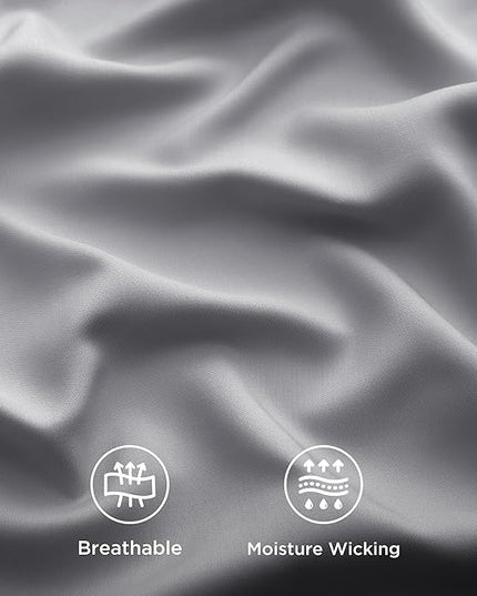 Bedsure Cooling Sheets Twin XL, Rayon Derived from Bamboo, Breathable & Soft Twin XL Sheet Sets, Deep Pocket Up to 16 Inches, Hotel Luxury Silky Dorm Bedding for Hot Sleepers, Silver Grey