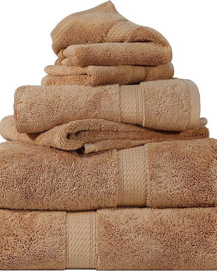 Superior Egyptian Cotton Pile 6 Piece Towel Set, Includes 2 Bath, 2 Hand, 2 Face Towels/Washcloths, Ultra Soft Luxury Towels, Thick Plush Essentials, Guest Bath, Spa, Hotel Bathroom, Rust