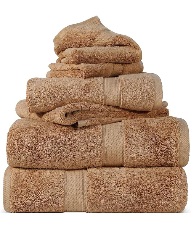Superior Egyptian Cotton Pile 6 Piece Towel Set, Includes 2 Bath, 2 Hand, 2 Face Towels/Washcloths, Ultra Soft Luxury Towels, Thick Plush Essentials, Guest Bath, Spa, Hotel Bathroom, Rust