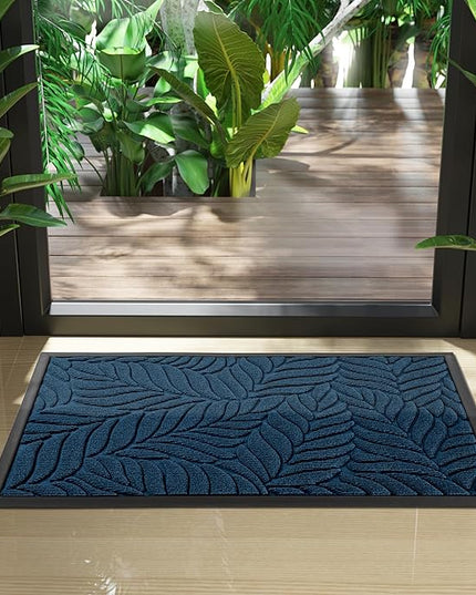 Yimobra Front Door Mat Outdoor Indoor, 29.5x17 All-Season Waterproof Door Mat Outside Entrance, All-Weather Non-Slip Outside Doormat for Garage Patio Entryway, Blue