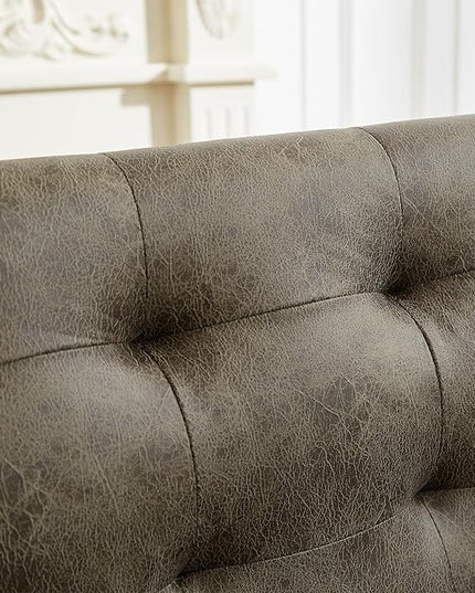 Modern L-Shaped Dining Bench, Vintage Fabric Upholstered Corner Sofa with Metal Legs for Kitchen Nook, Living Room, Dining Room (Brown)