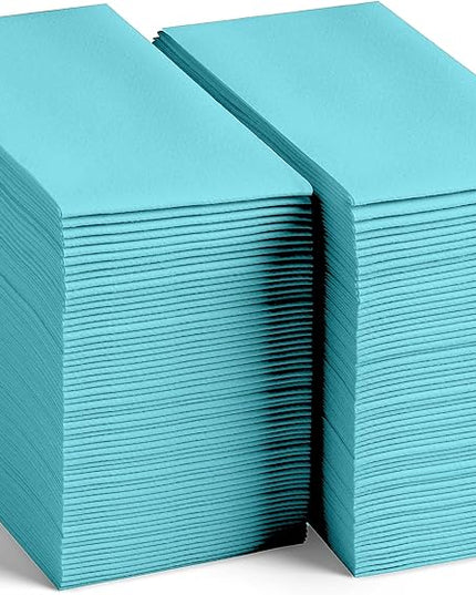 Linen-Feel Colored Paper Napkins - Decortive Cloth-Like Mint Blue Dinner Napkins - Soft And Absorbent. For Kitchen, Party, Wedding, Bathroom Or Any Occasion. (Pack of 100)