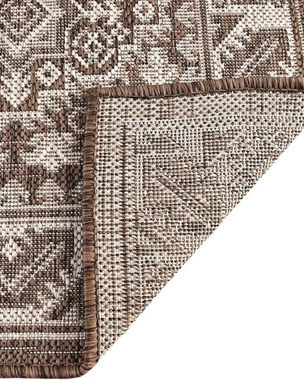 Rugs.com Outdoor Aztec Collection Rug – 13 Ft Square Brown Flatweave-Pile Rug Perfect for Living Rooms, Kitchens, Entryways