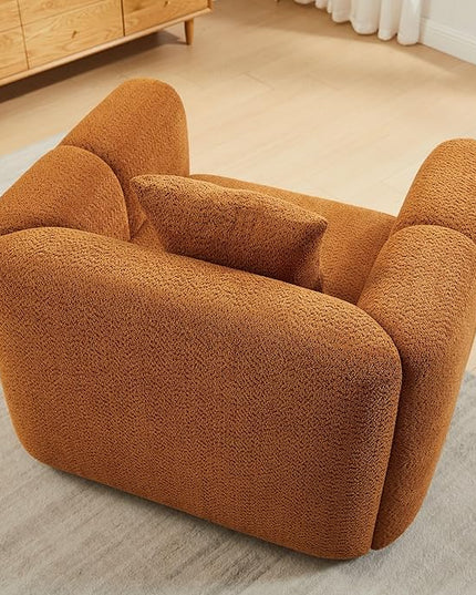 VANOMi 42" Accent Chair for Living Room Modern Upholstered Boucle Chair with Pillow Comfortable Mid Century Single Sofa Lounge Chair (Curry)