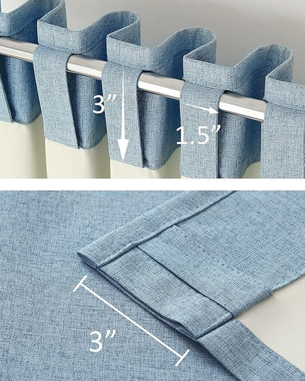 96 Inch Long Blackout Curtains - Extra Wide Thermal Insulated Sun Block Out Bedroom Linen Curtains 8 ft Window Covering Back Tab Rod Pocket Drapes for Hall Living Room W84 x L96,2 Pcs, Slate Blue