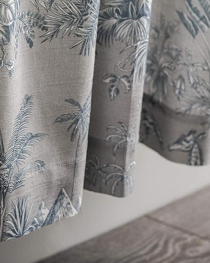 Maison d' Hermine Curtains for Living Room 100% Cotton 84 inch Length One Panel Light Filtering Toile Curtains for Bedroom Windows with Rod and Loop Pockets Drapes (Savana Jouy Blue, 50" W x 84" L)
