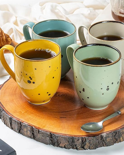 Coffee Mugs Set Of 6, 14 Oz Large Handle Heavy Duty Cups - Microwave Dishwasher Safe - Latte, Cappuccino, Tea, Cocoa, Mocha - Men, Women, Home Office Daily Use, Vivid Assorted Colors