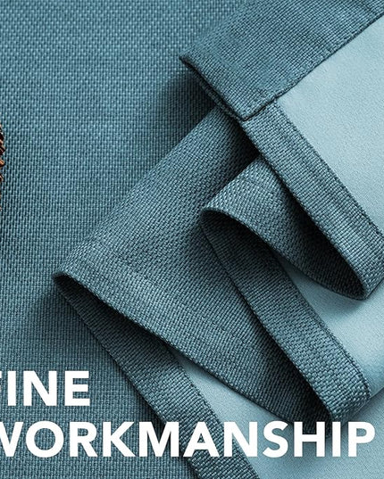 H.VERSAILTEX Linen Blackout Curtain 96 Inches Long for Bedroom/Living Room Thermal Insulated Grommet Linen Curtain Drapes Primitive Textured Burlap Effect Window Drapes 1 Panel - Heather Aegean Blue