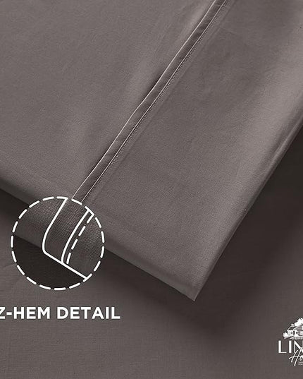 Linen Home 100% Cotton Percale Pillowcases Queen Size, Charcoal, 2 Pieces of Pillow Case, Crisp and Cool Strong Bed Linen, 20 inches X 30 inches