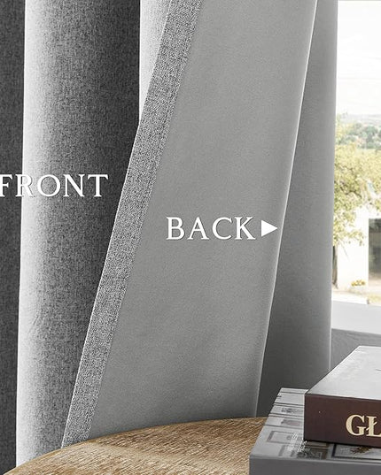 ChrisDowa 100% Blackout Grey Solid Curtains 72 Inches Long 2 Panels for Bedroom Living Room,Farmhouse Room Darkening Thermal Insulated Soundproof Grommet Top Window Treatment Drapes,52x72