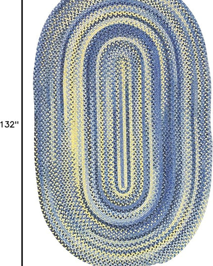 Capel American Heritage Blue Yellow 8' 0" X 11' 0" Oval Braided Rug