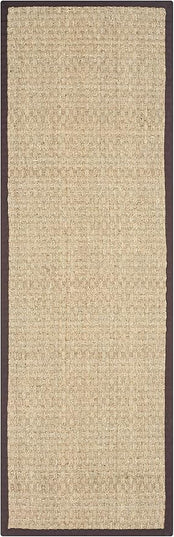SAFAVIEH Natural Fiber Collection Runner Rug - 2'6" x 8', Natural & Dark Brown, Seagrass, Basketweave Pattern with Border (NF114K)