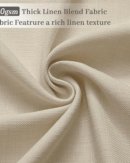 Linen Memory Trained Shaped 96 Inches Long Pinch Pleated Curtains for Living Room, Light Filtering Privacy for Bedroom Cream Beige Elegant Curtain Thick Fabric 8 ft Length 2 Panels Set 40" x 96"