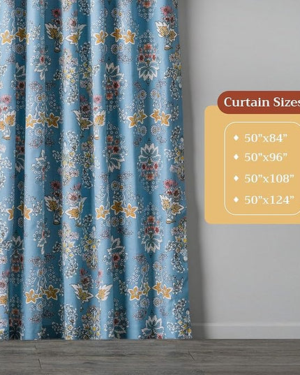 Maison d' Hermine Curtains for Living Room 100% Cotton 108 inch Length One Panel Light Filtering Curtains for Bedroom Windows with Rod and Loop Pockets Drapes (Marquise Blue, 50" W x 108" L)