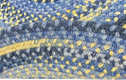 Capel American Heritage Blue Yellow 2' 0" X 9' 0" Runner Oval Braided Rug