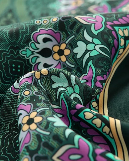 Boho Green Comforter Set Full Size,8 Piece Bed in a Bag Bohemian Striped Bedding Quilt Set,Dark Green Paisley Floral Comforter and Sheet Set,Soft Microfiber Complete Bedding Sets for All Season