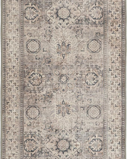ReaLife Rugs Machine Washable Area Rug - Living Room Bedroom Bathroom Kitchen Entryway Office - Padded Low Pile Stain Resistant Premium - Boho Farmhouse Vintage - Paz - Beige Gray Ivory 2'6" x 8'