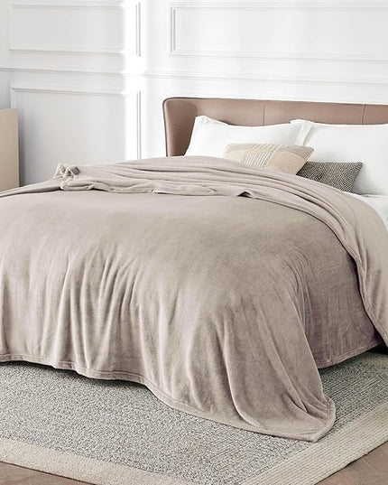 Bedsure GentleSoft Fleece Bed Blankets Queen Size Oxford Tan - Soft Lightweight Plush Fuzzy Cozy Luxury Blanket Microfiber, 90x90 inches