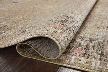 Loloi Magnolia Home by Joanna Gaines Millie Collection MIE-03 Gold/Charcoal 2'-7" x 14', .25" Pile Height, Runner Rug